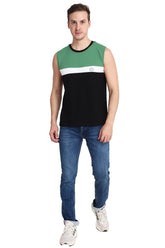 Febue Mens Color-blocked Vest Top Tank - Black Pista White
