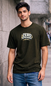 Febue Men’s Olive Green Graphic Cotton Blend Printed T-Shirt – Zero Apologies