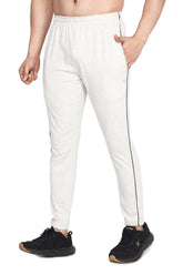 Febue Cotton Blend Men's Track Pants Light Grey with Black Pipen