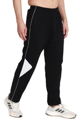 Febue Cotton Blend Men's Track Pants Black With White Pipen & Mid White Patch