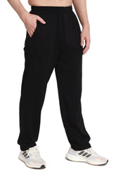 Febue Cotton Blend Men's Black Plain Track Pants