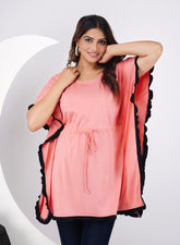 Febue Solid Kaftan Top - Pink & Black (FETK012)