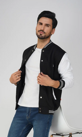 Men's Varsity Winterwear Jacket - Black & White