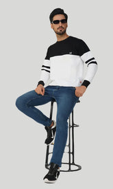Men's Winterwear ColorBlocked Sweatshirt - Black & White