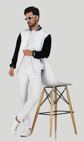 Men's Varsity Winterwear Jacket - White & Black