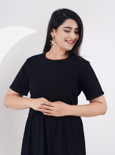 Febue Solid Women's Dress- Black (FED020)