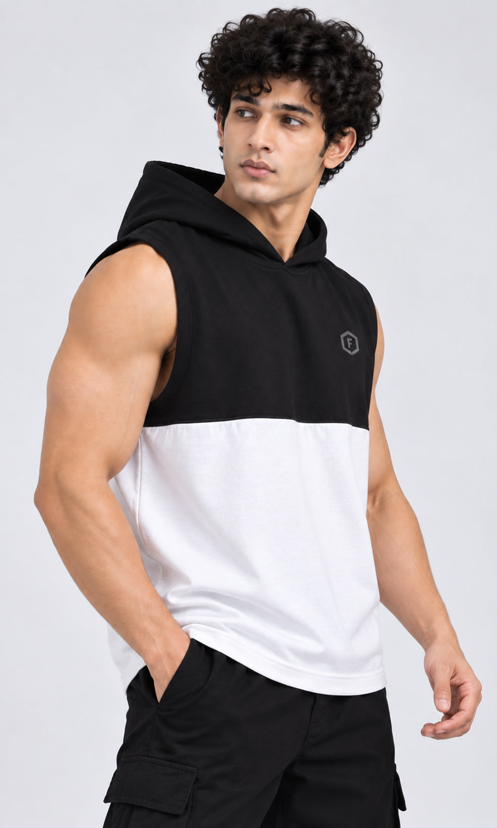 Febue Men’s Colorblock Black and White Heavyweight French Terry Tank Top