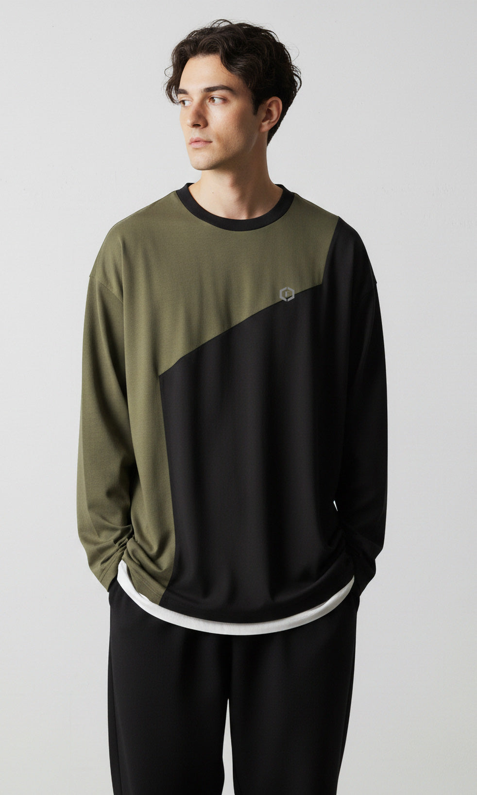 Febue Men’s Oversized T-Shirt | Baggy Street Style | Olive Green Black White