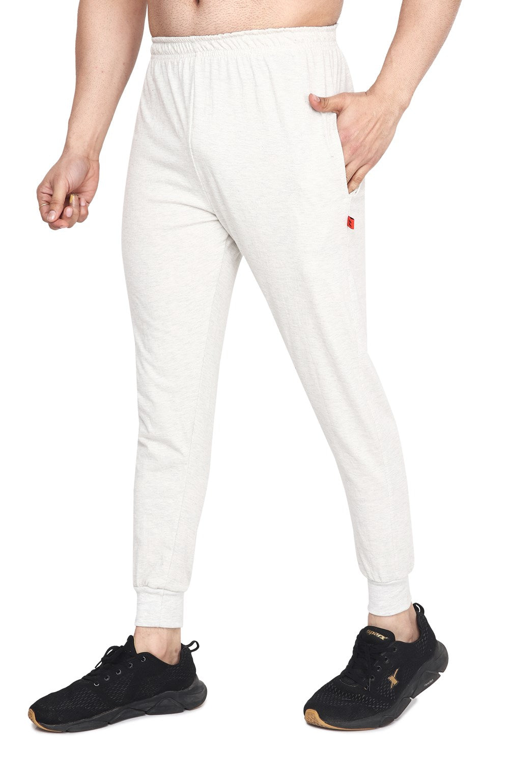 Febue Cotton Blend Men's Track Pants Light Grey with Bottom Rib