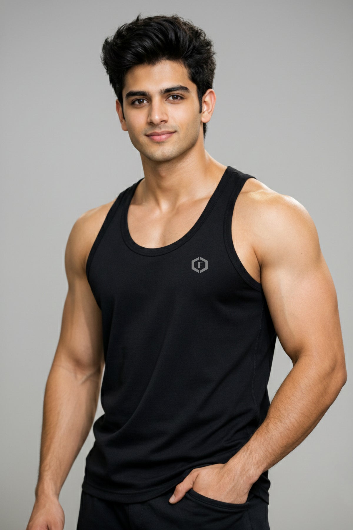 Mens Strap Sleeveless Gym & Casual Wear Vest Top Tank - Black
