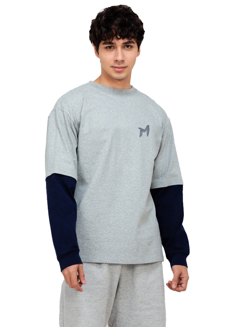 Febue Colorblock Oversized Grey T-shirt with Navy Arms
