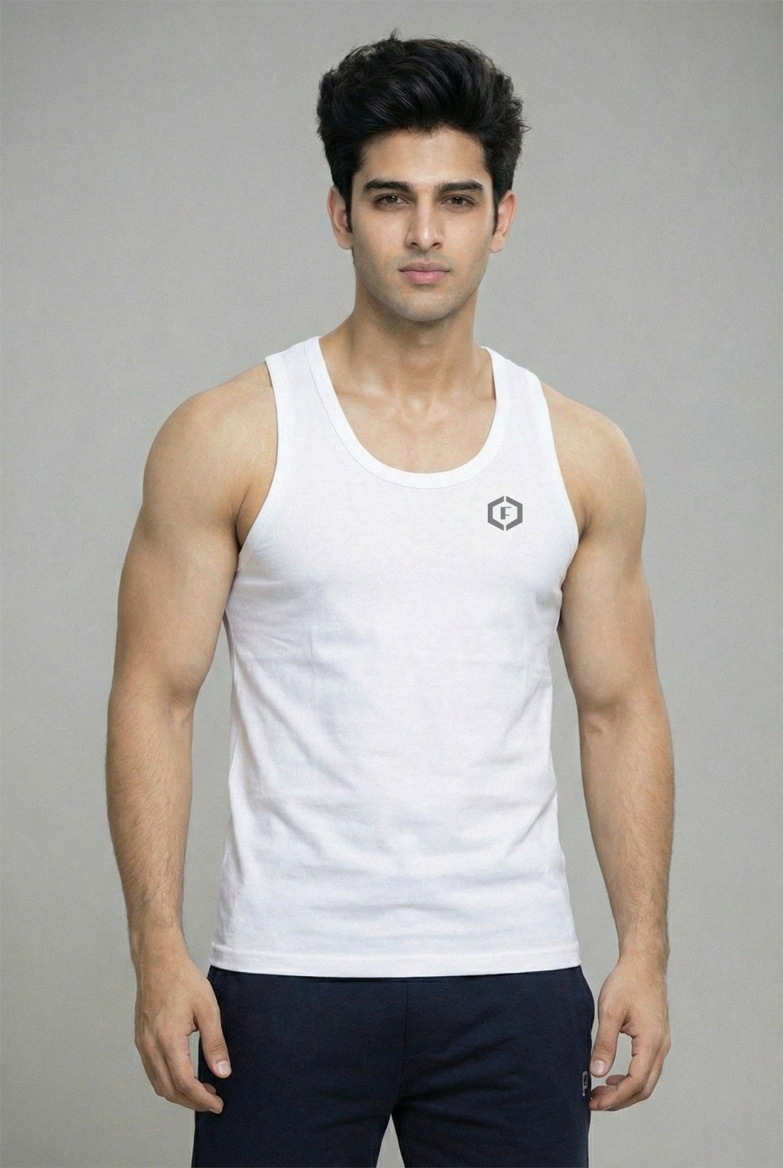 Mens Strap Sleeveless Gym & Casual Wear Vest Top Tank - White