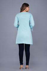 Febue Solid Stylish Long Tops- Light Blue (FETO023)